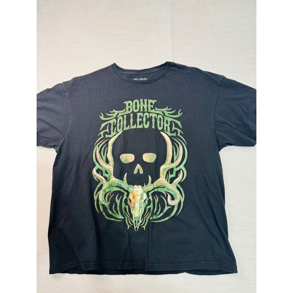 Bone Collector Mens Graphic T-Shirt Black Skull Antler XL Cotton Short Sleeve